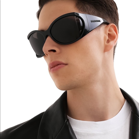 NEW BB0154S 001 BALENCIAGA OVERSIZED UNISEX SUNGLASSES  BB 0154S BLACK - Picture 2 of 13
